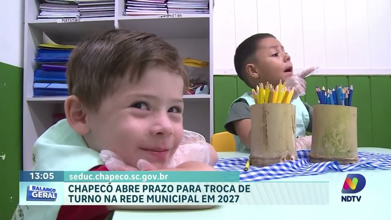 Chapecó abre prazo para solicitar troca de turno escolar para 2027