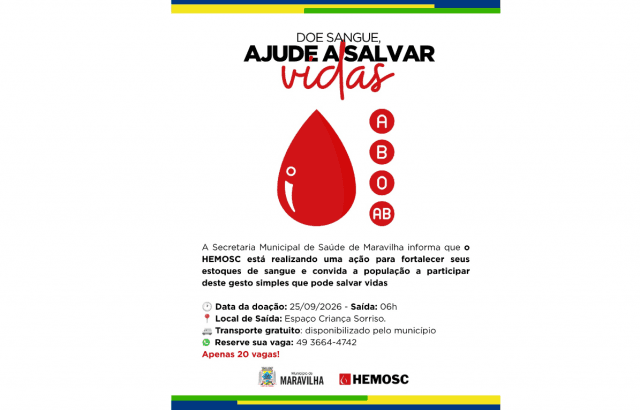 Saúde de Maravilha mobiliza ação para levar doadores de sangue ao HEMOSC em Chapecó